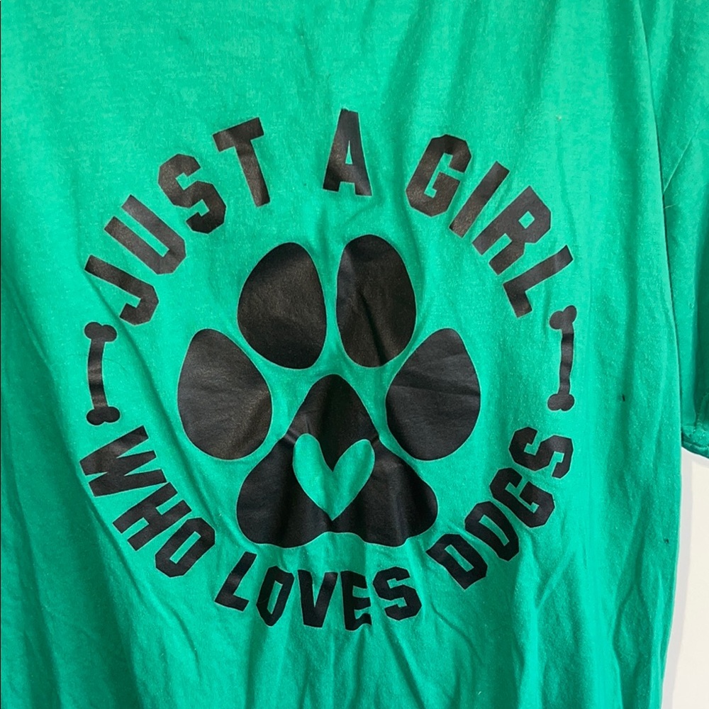 Gildan Green Short Sleeve Tee - Just a Girl Who Loves Dogs - Picture 2 of 5